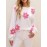 [Elegant Sweater] Valentine's Day Elegant Long Sleeve Crew Neck Sweater | Solid Color, Cute Flower Decorations, Women's Fashion - All Seasons