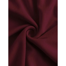 [3pcs Ruffle Blouses] 3pcs Women's Long Sleeve Ruffle Detail Blouses - Crew Neck Button-Up T-Shirts in Black, Burgundy & White | Fall/Winter Casual Wear | Glossy Texture