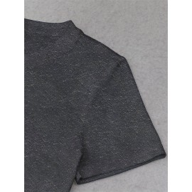 Women'S Vibrant Sun Graphic Crop Top T-Shirt - Casual Round Neck Short Sleeve, Machine Washable, Slim Fit, Perfect for Spring/Summer Outfits, Sunset Shirt